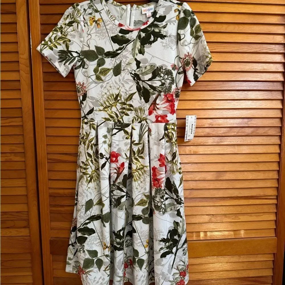 LuLaRoe Green and Red Patterned Dress